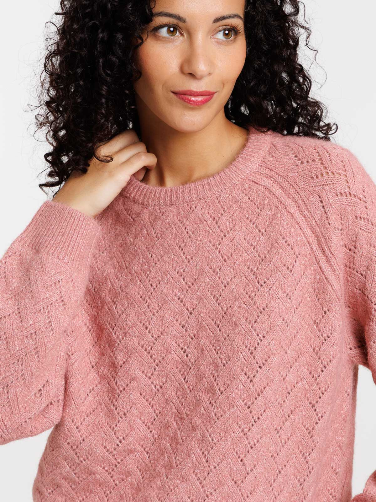 Pull motif graphique ajouré femme
