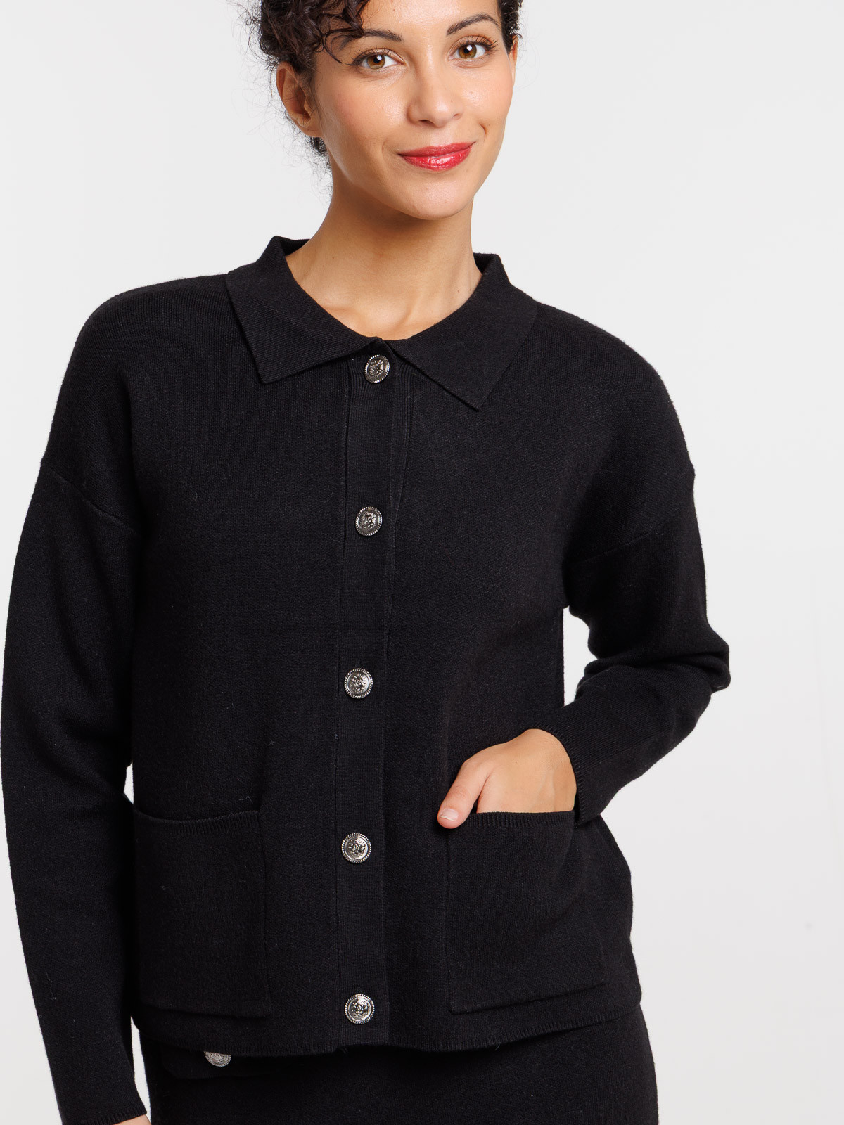 Gilet col classique boutonné femme