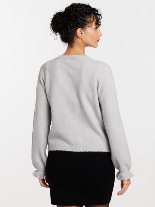 Gilet boutoné gris chiné femme