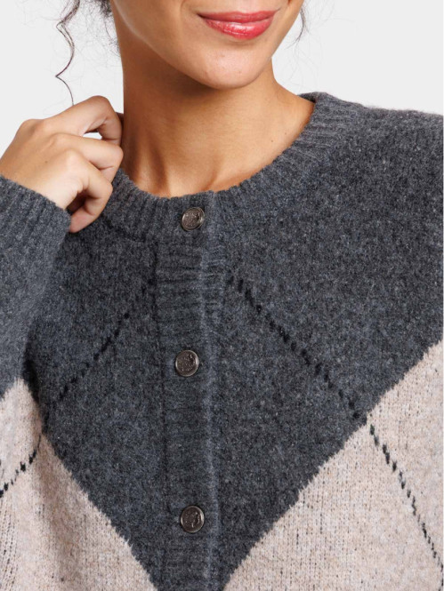 Gilet col rond motif losange femme Gilet col rond motif losange femme