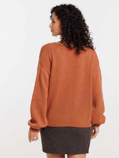 Gilet boutonné col V uni femme