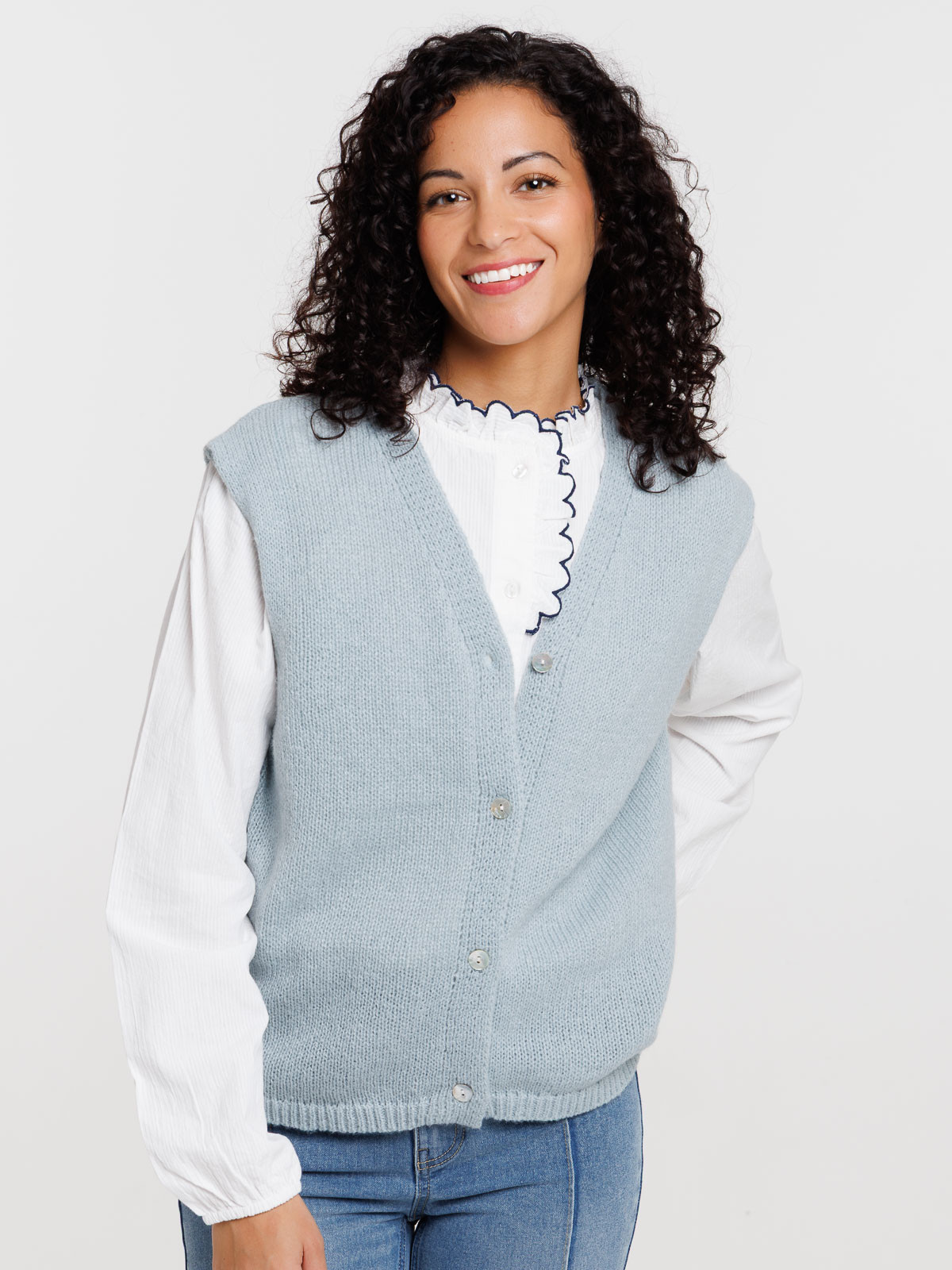 Gilet sans manches bleu glacier femme