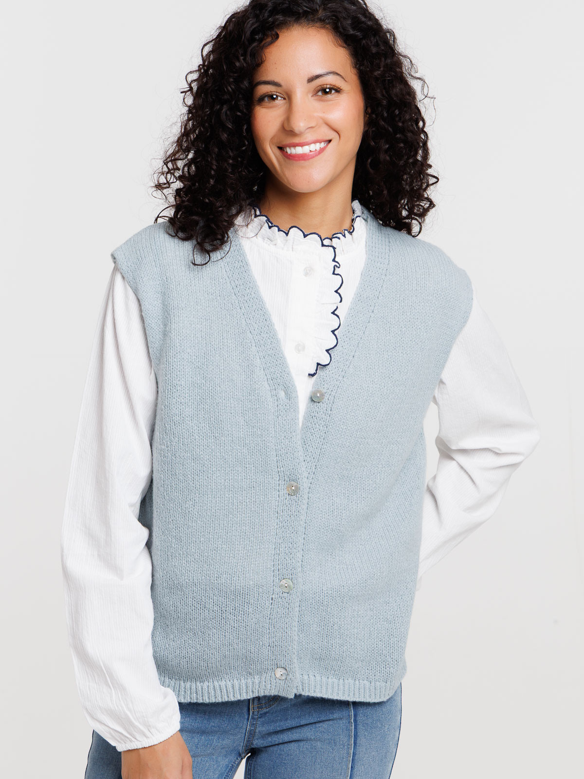 Gilet sans manches bleu glacier femme