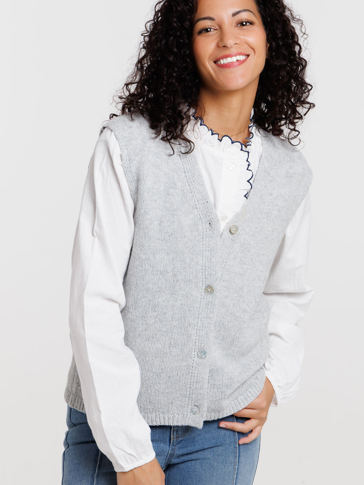 Gilet sans manches gris clair femme Gilet sans manches gris clair femme