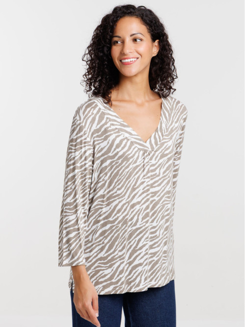 T-shirt col V motif...