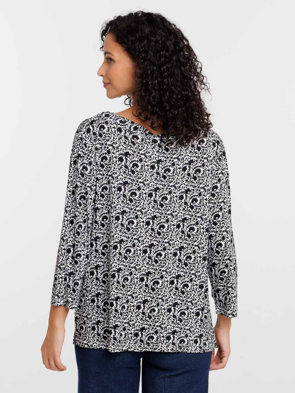 T-shirt col V motif floral femme