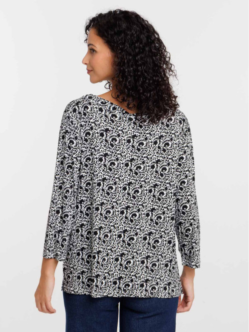 T-shirt col V motif floral...