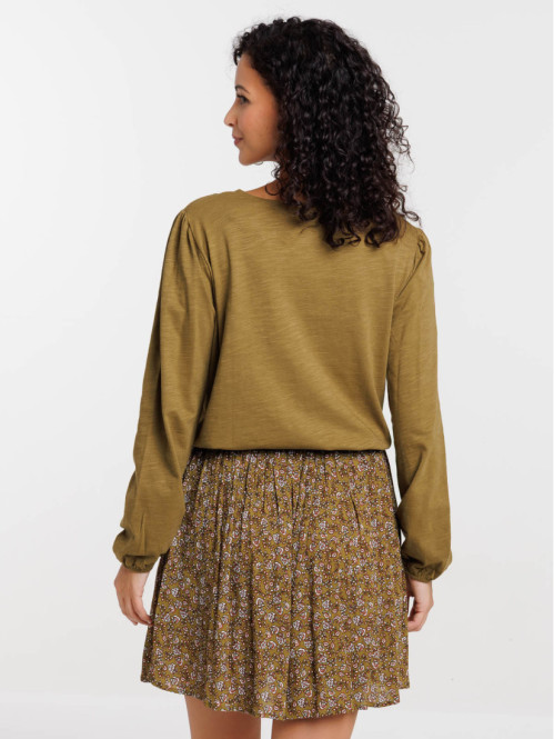 T-shirt brodé boutonné femme
