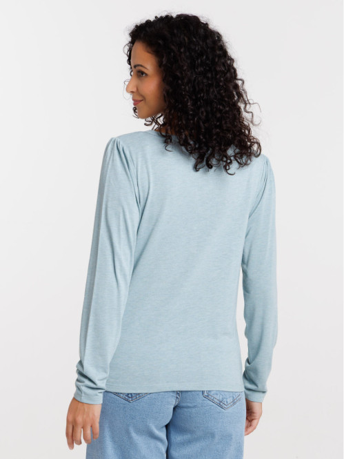 T-shirt col V bleu glacier...