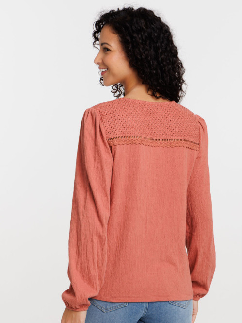 T-shirt dentelle macramé femme