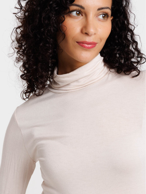 T-shirt col roulé crème grisée femme T-shirt col roulé crème grisée femme