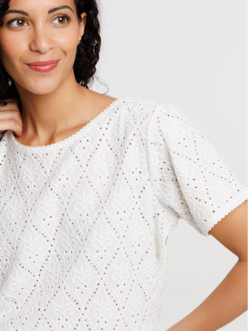 T-shirt motif ajouré écru...