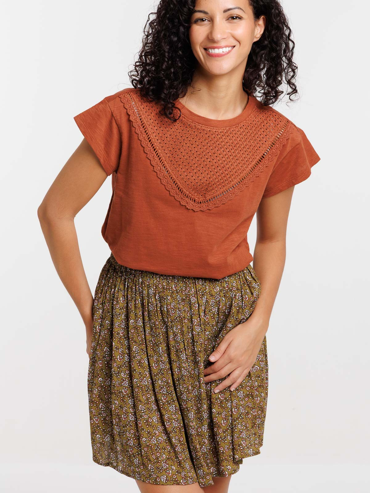 T-shirt dentelle macramé devant femme