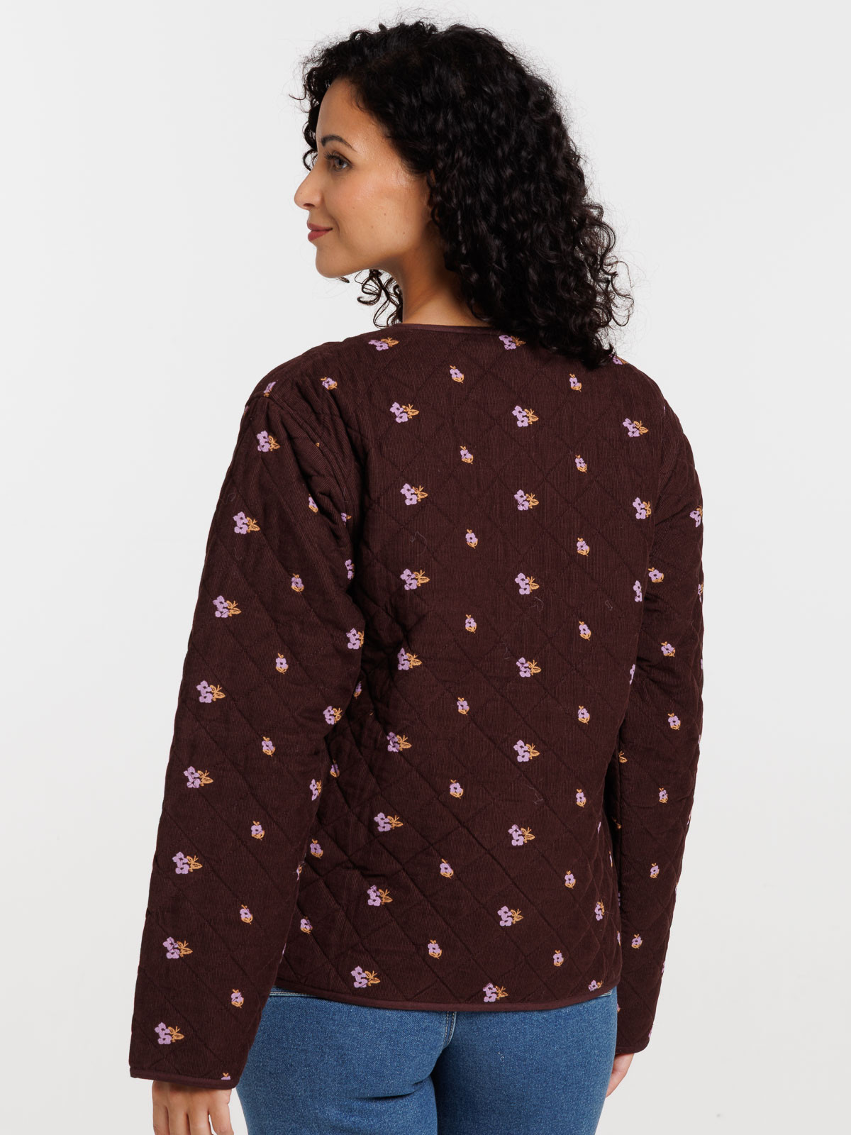 Veste velours matelassée fleurie femme Veste velours matelassée fleurie femme