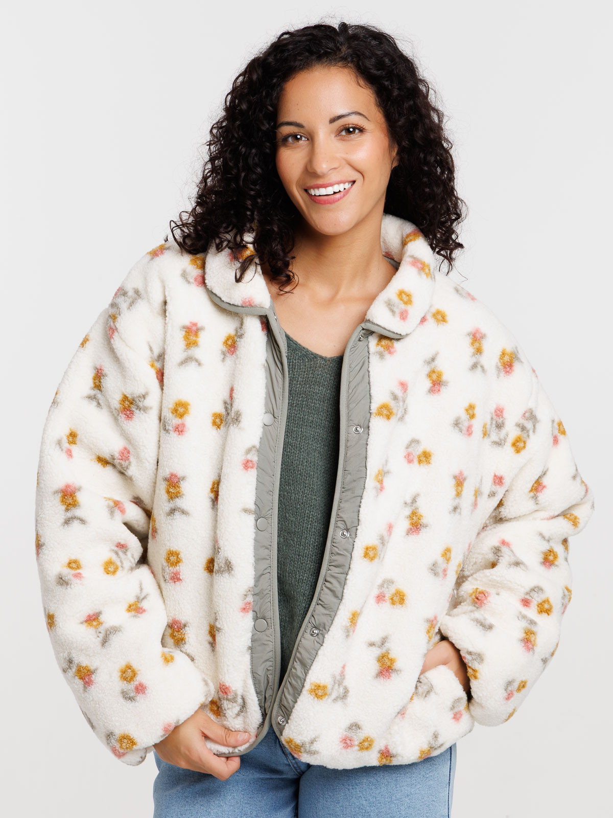 Veste reversible sherpa fleuri femme Veste reversible sherpa fleuri femme