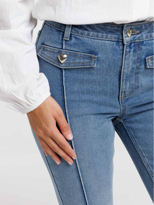 Jean flare double stone femme
