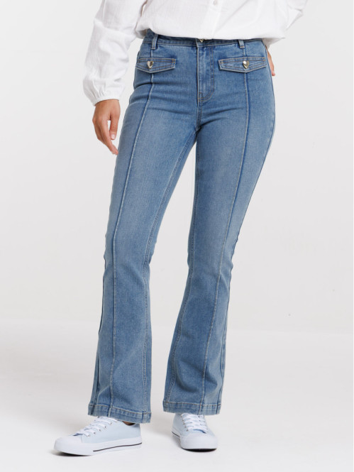 Jean flare double stone femme