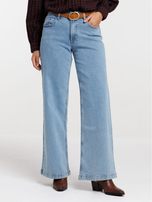 Jean wide leg double stone...