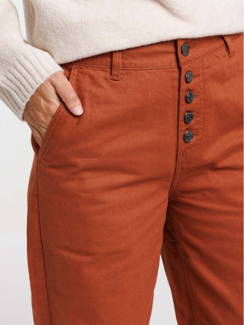 Pantalon boutonné en coton...