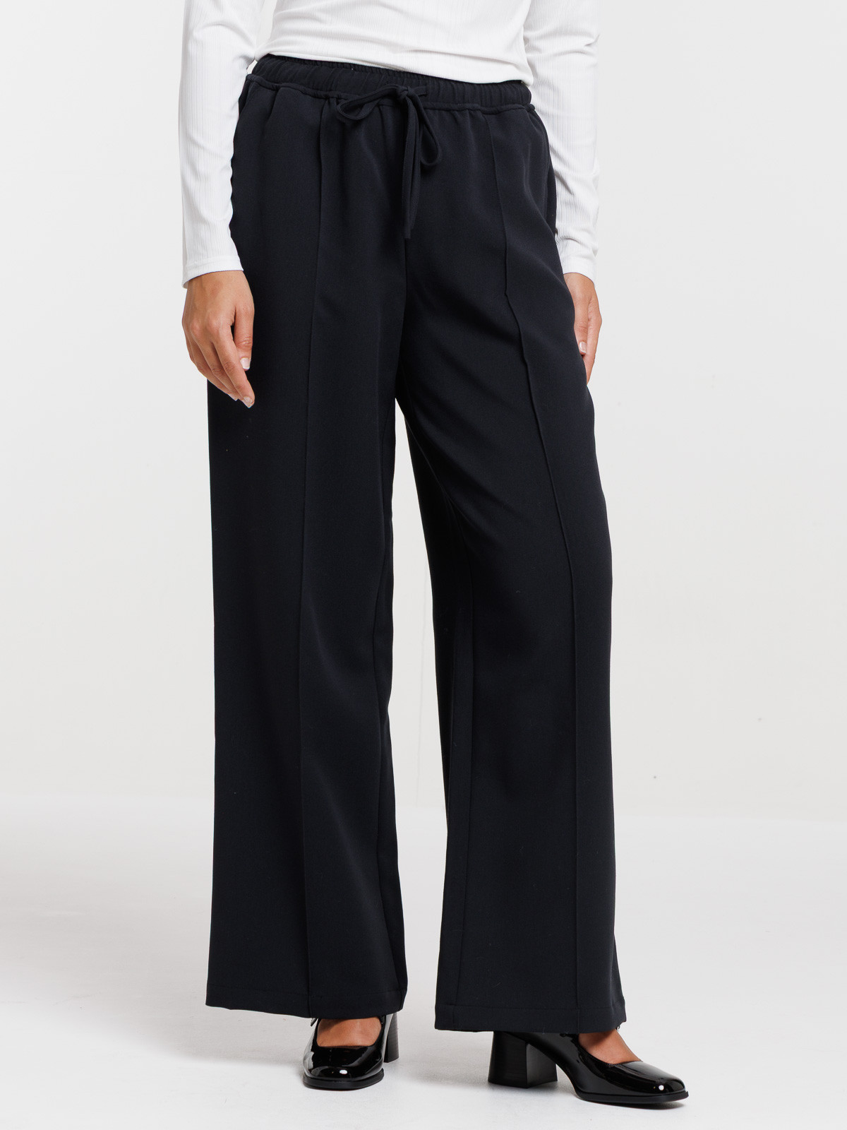 Pantalon large fluide noir femme Pantalon large fluide noir femme