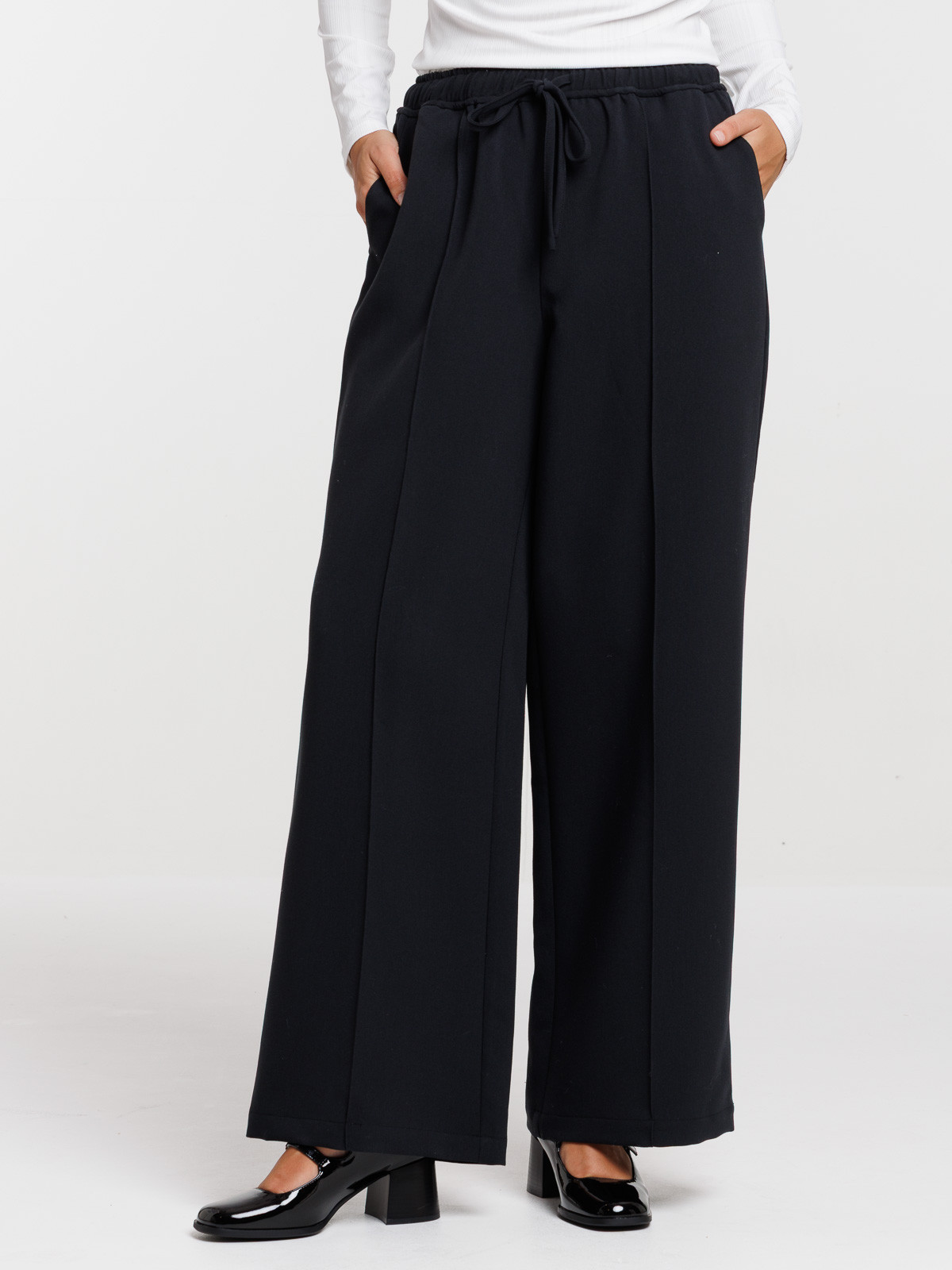 Pantalon large fluide noir femme Pantalon large fluide noir femme