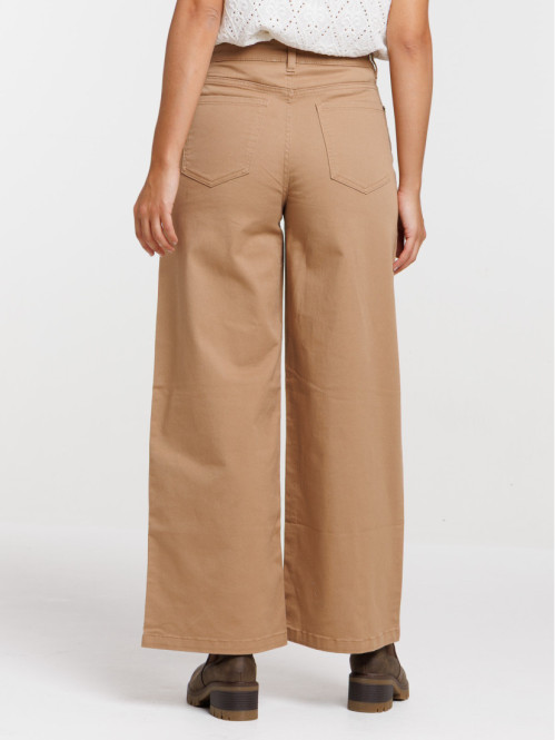 Pantalon wide leg fauve femme