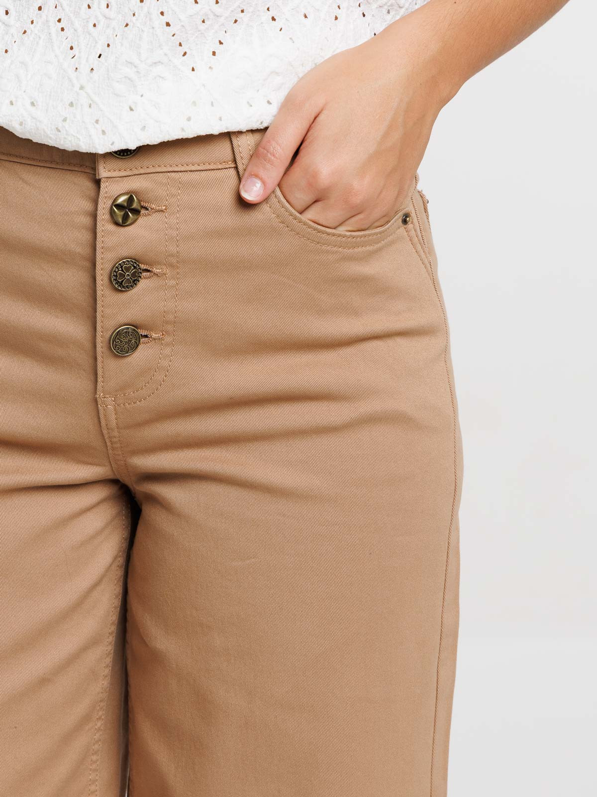 Pantalon wide leg fauve femme