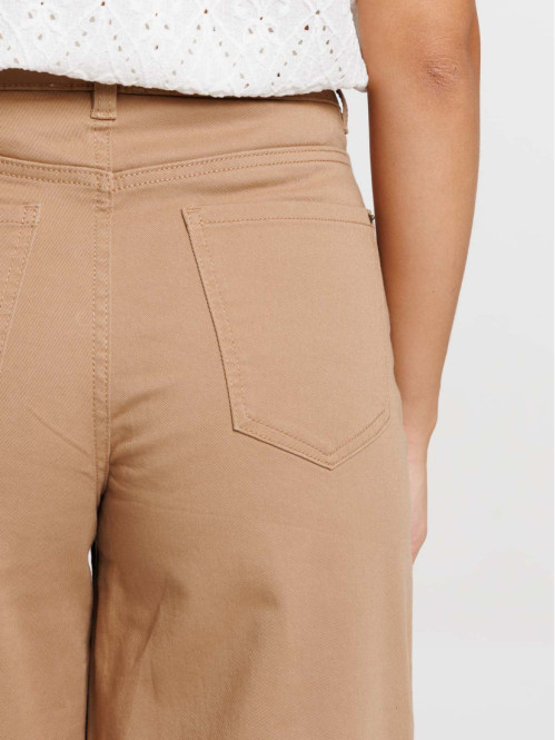 Pantalon wide leg fauve femme