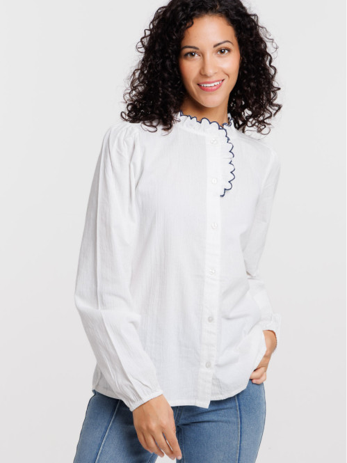 Chemise col montant volant...