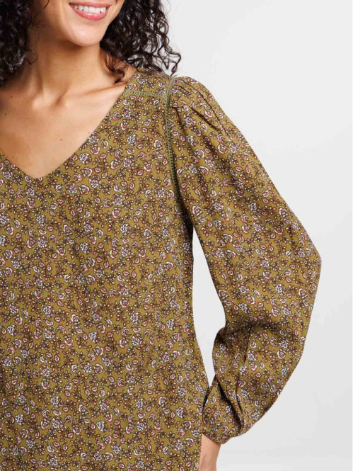 Blouse fleurie col V femme