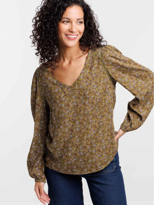 Blouse fleurie col V femme
