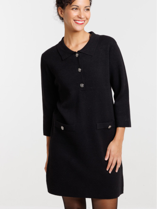 Robe pull col polo femme