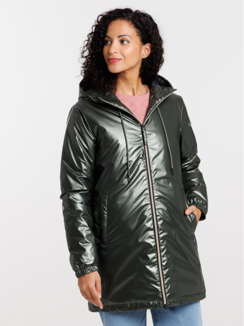 Parka capuche effet métal...