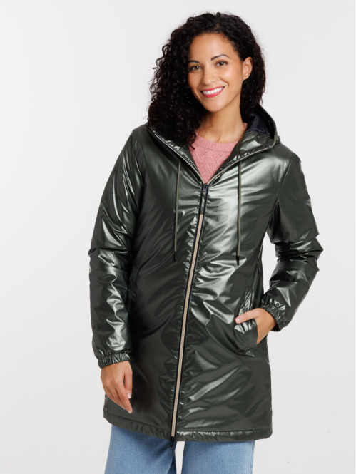 Parka capuche effet métal...
