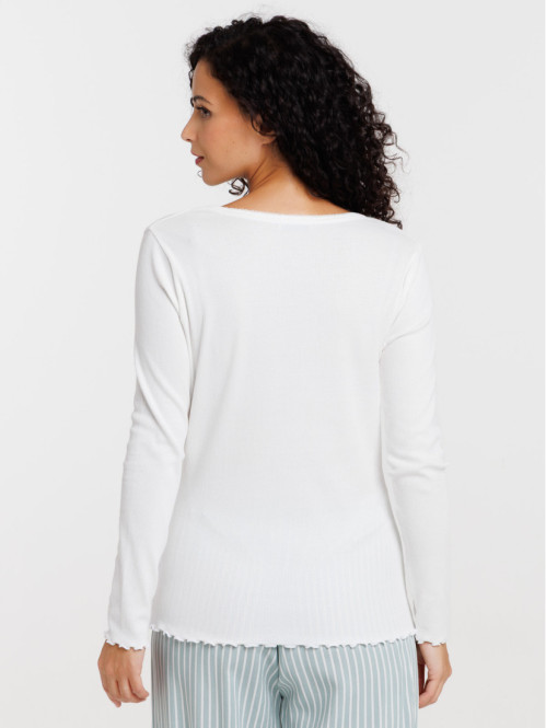 Haut de pyjama col rond femme