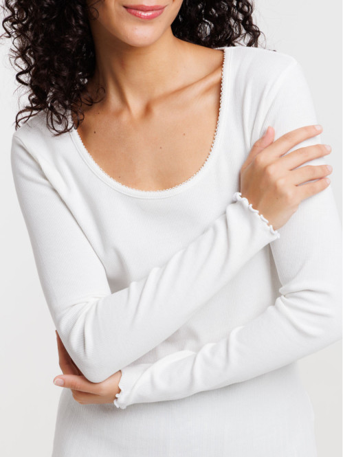 Haut de pyjama col rond femme
