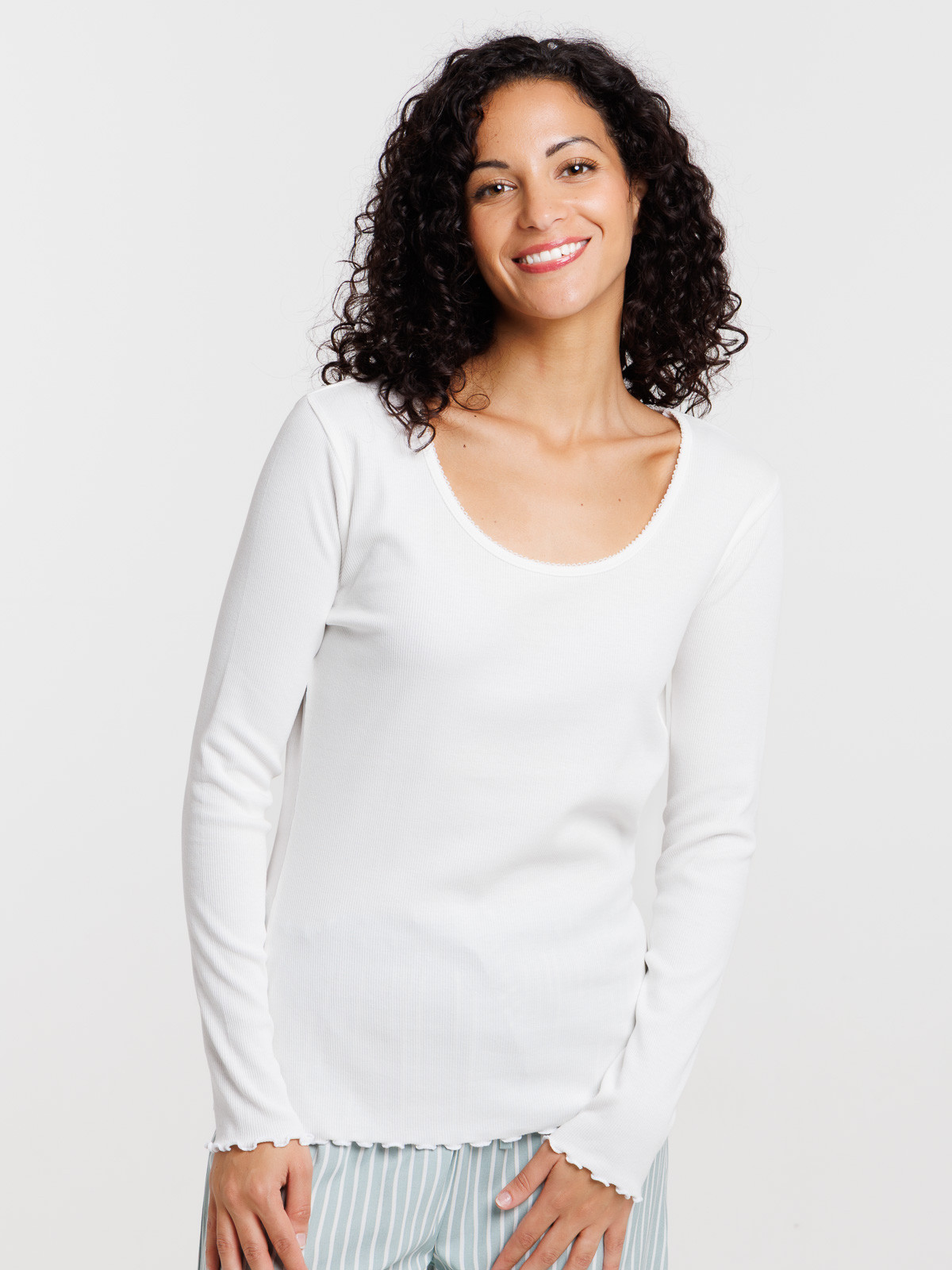 Haut de pyjama col rond femme
