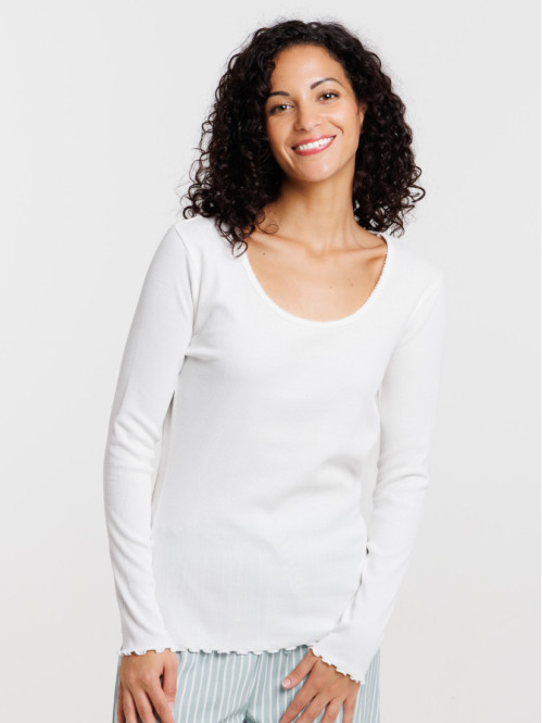 Haut de pyjama col rond femme