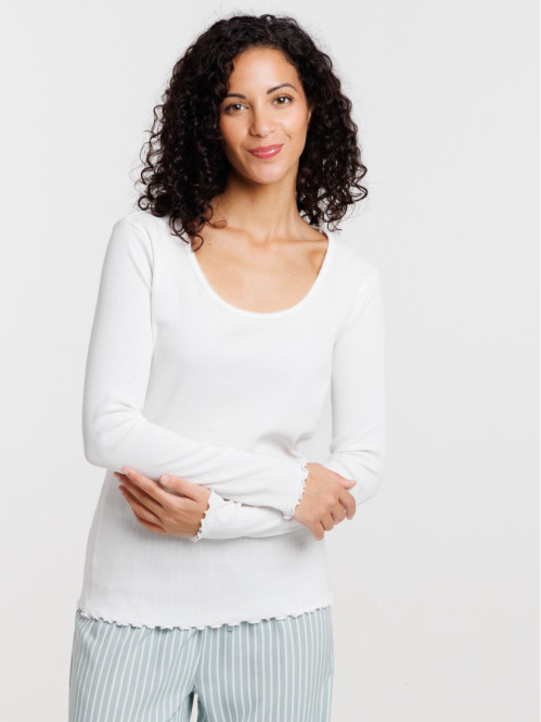 Haut de pyjama col rond femme