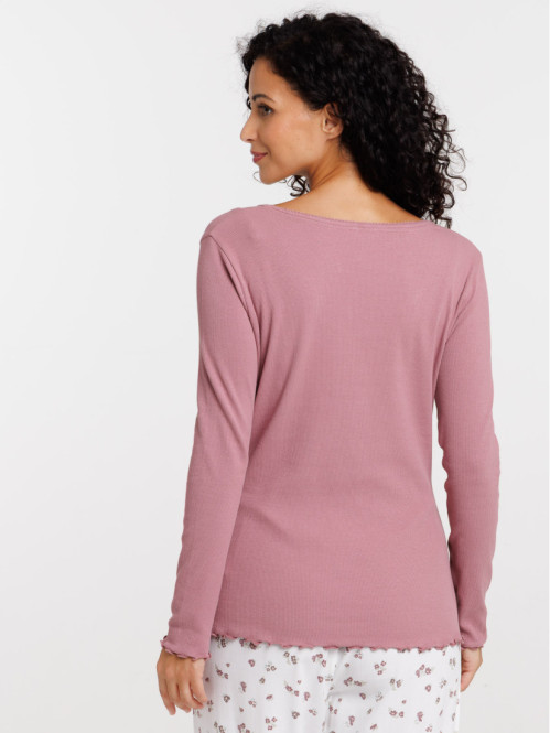Haut de pyjama mauve col...