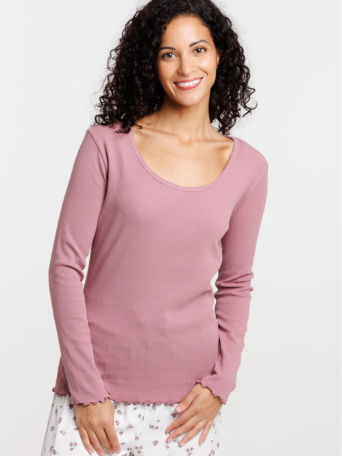 Haut de pyjama mauve col...