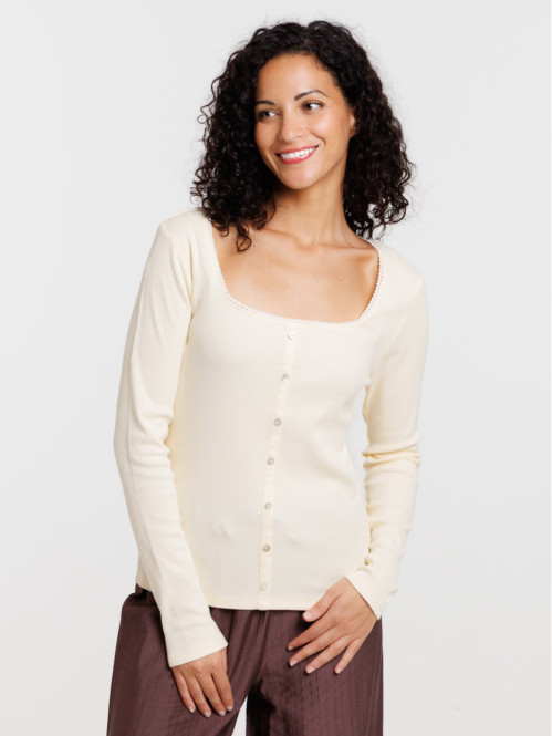 Haut de pyjama col carré femme