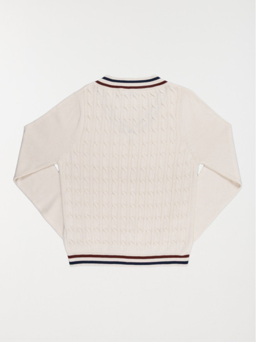 Pull col V maille torsadée...