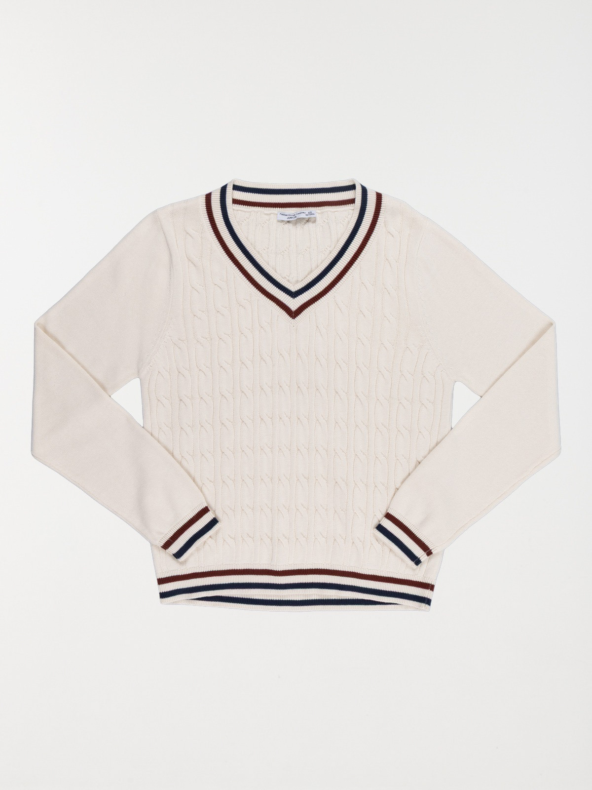 Pull col V maille torsadée fille (XXS-M)