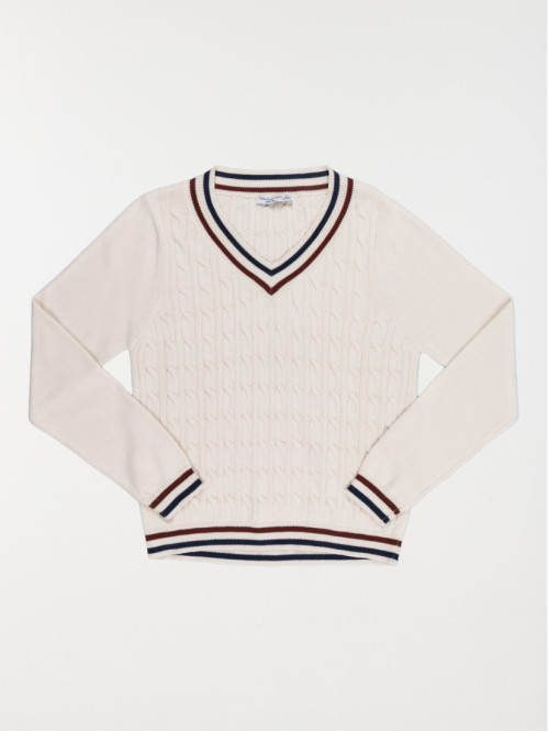Pull col V maille torsadée...
