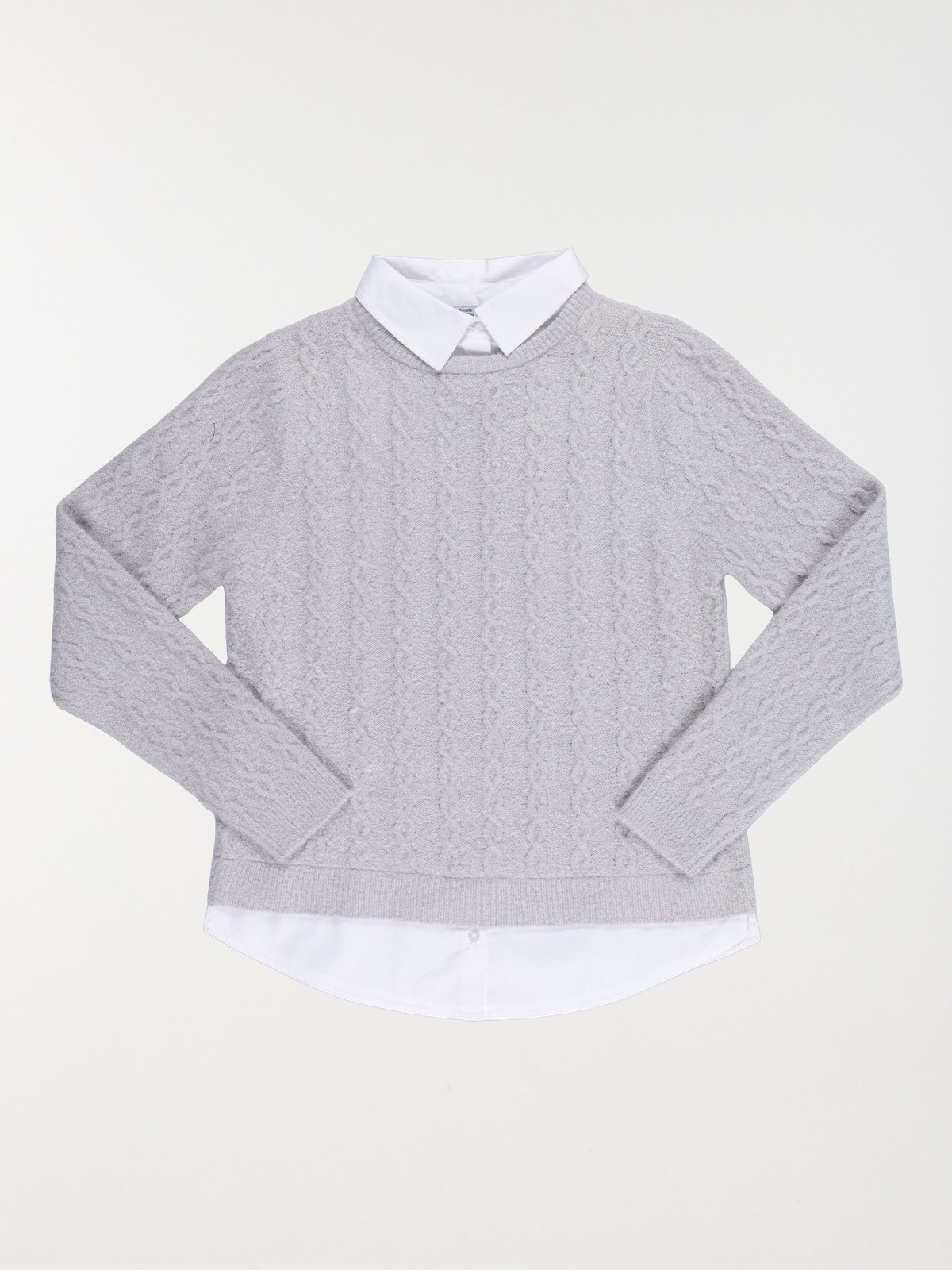 Pull 2 en 1 col chemise fille (XXS-M) Pull 2 en 1 col chemise fille (XXS-M)