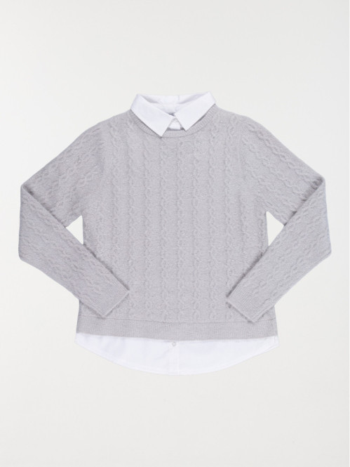 Pull 2 en 1 col chemise...