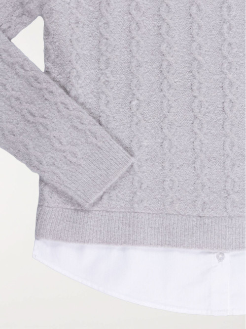 Pull 2 en 1 col chemise...