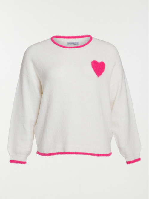 Pull coeur rose grande...