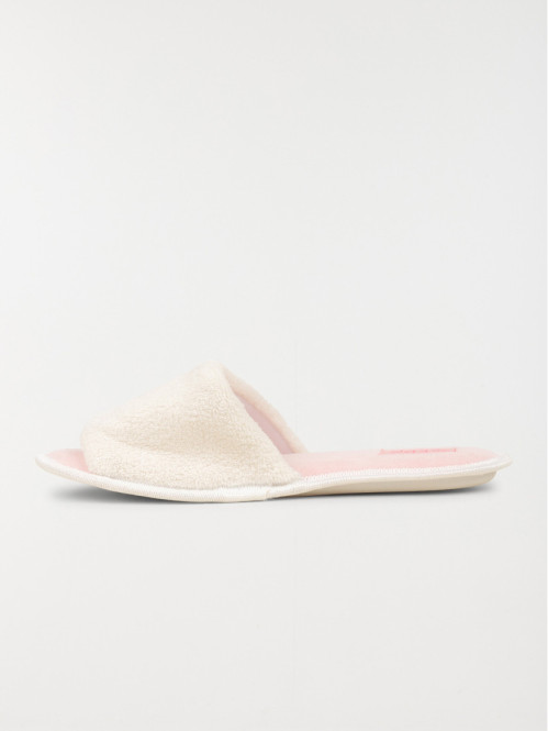 Chausson mule ouverte femme ecru (36-41)